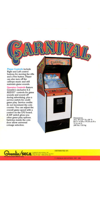 vernimark noleggio videogiochi arcade CARNIVAL SEGA GREMLIN