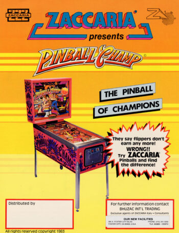 vernimark noleggio videogiochi arcade e flipper - Pinball Champ Zaccaria